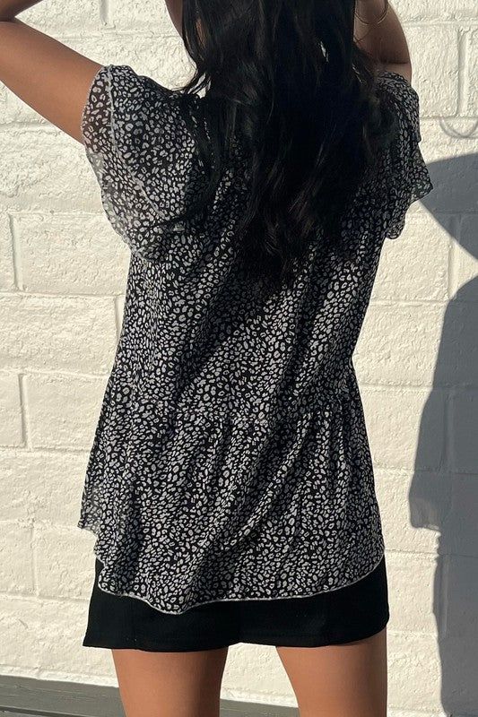 Leopard Butterfly Sleeve Blouse - us.meeeshop