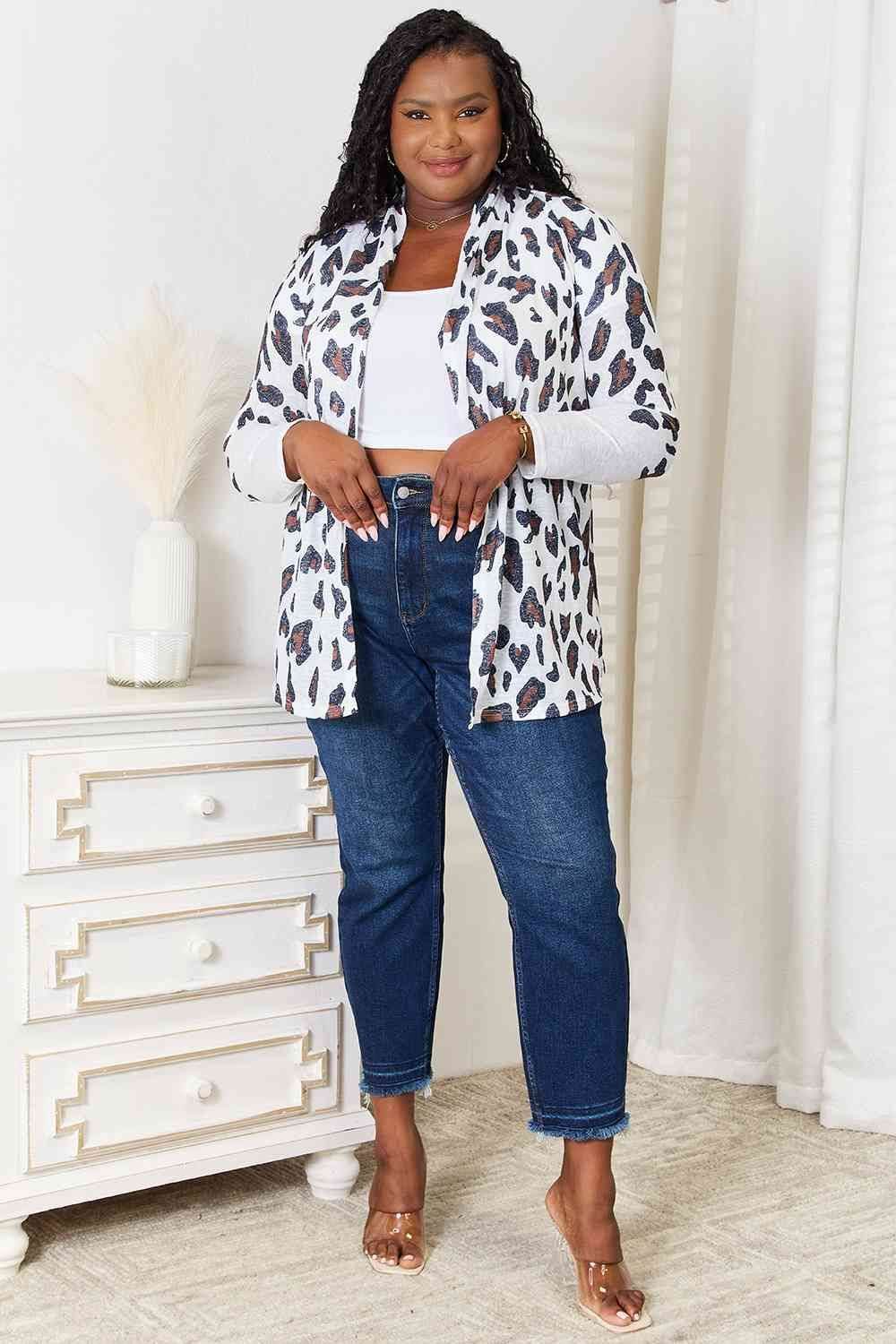 Leopard Long Sleeve Cardigan - us.meeeshop