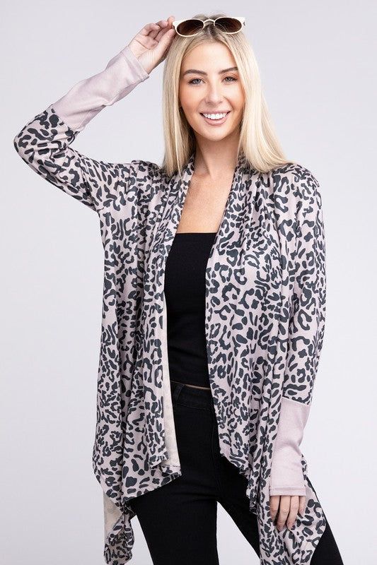 Women's Leopard Print Open Front Cardigan - us.meeeshop