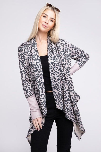 Women's Leopard Print Open Front Cardigan - us.meeeshop