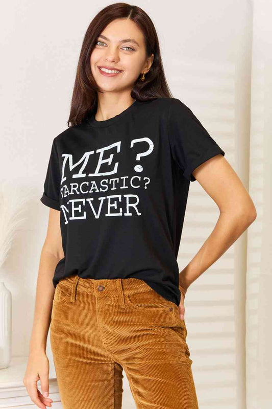 Letter Graphic Round Neck T-Shirt | us.meeeshop