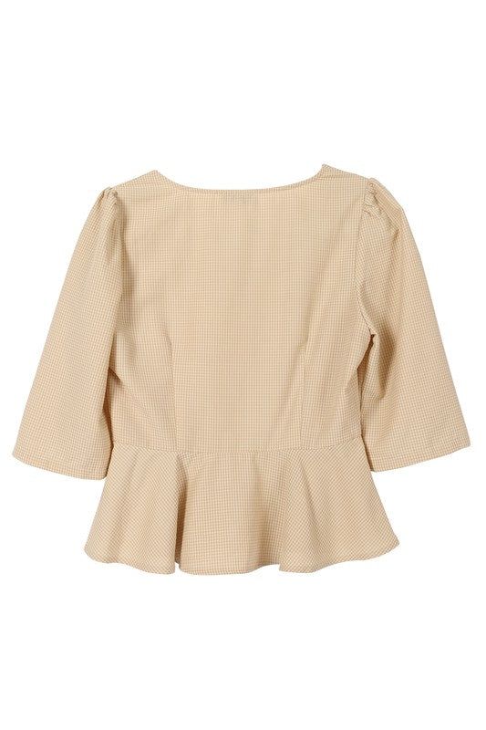 Lilou 3/4 Sleeve front button blouse us.meeeshop - 