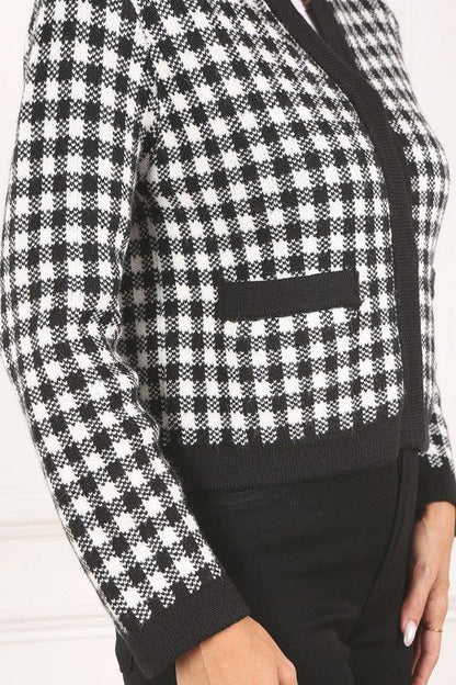 Lilou Black check knitted jacket us.meeeshop - 