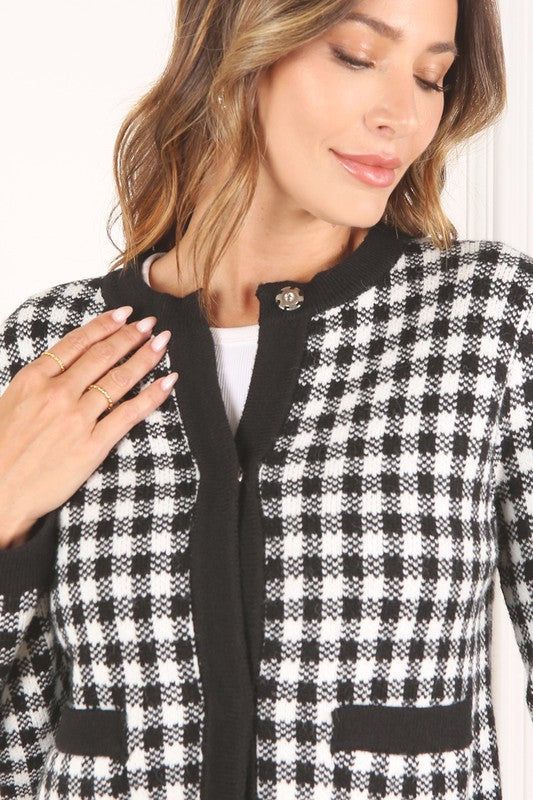 Lilou Black check knitted jacket us.meeeshop - 