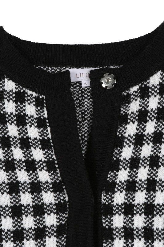 Lilou Black check knitted jacket us.meeeshop - 