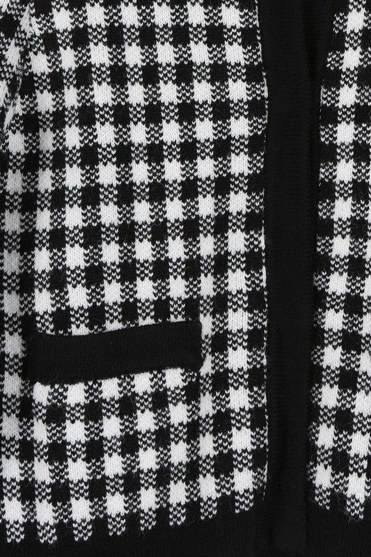 Lilou Black check knitted jacket us.meeeshop - 