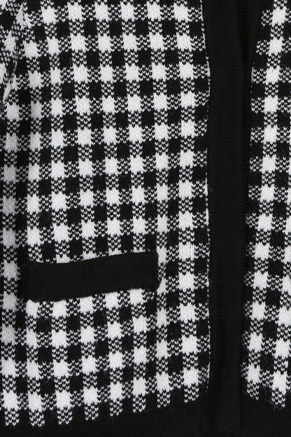 Lilou Black check knitted jacket us.meeeshop - 