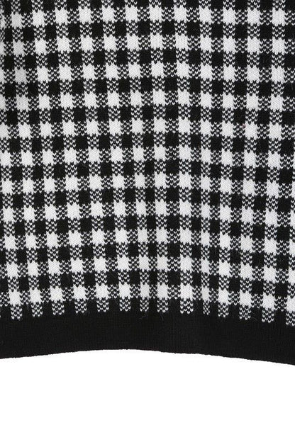 Lilou Black check knitted jacket us.meeeshop - 