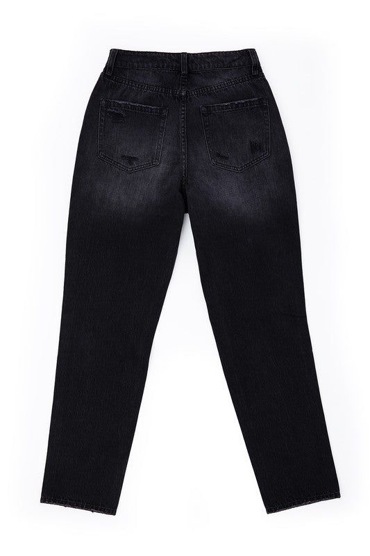 Lilou Black distressed straight jeans us.meeeshop - 