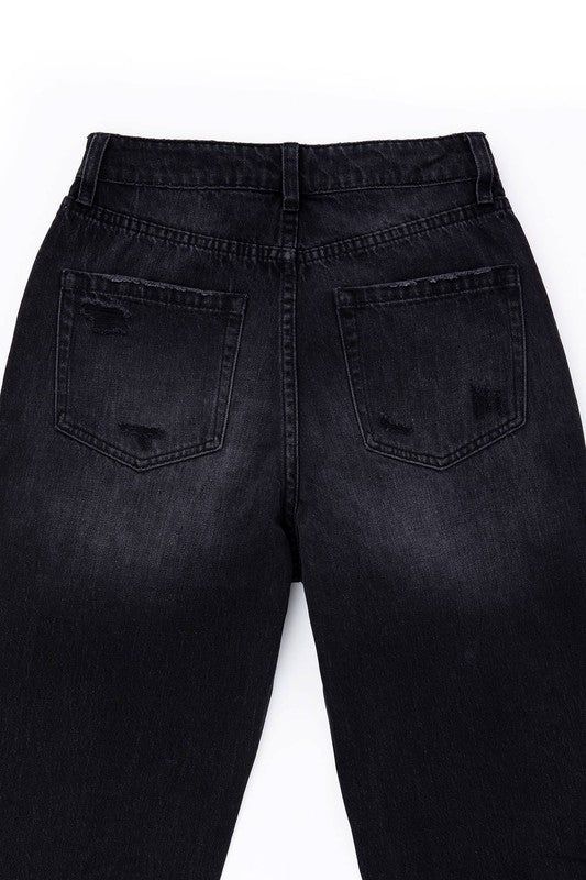 Lilou Black distressed straight jeans us.meeeshop - 