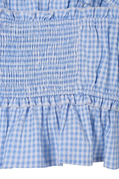 Lilou | Blue gingham tank top us.meeeshop - 