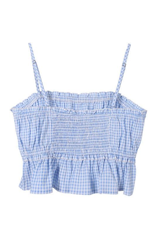 Lilou | Blue gingham tank top us.meeeshop - 