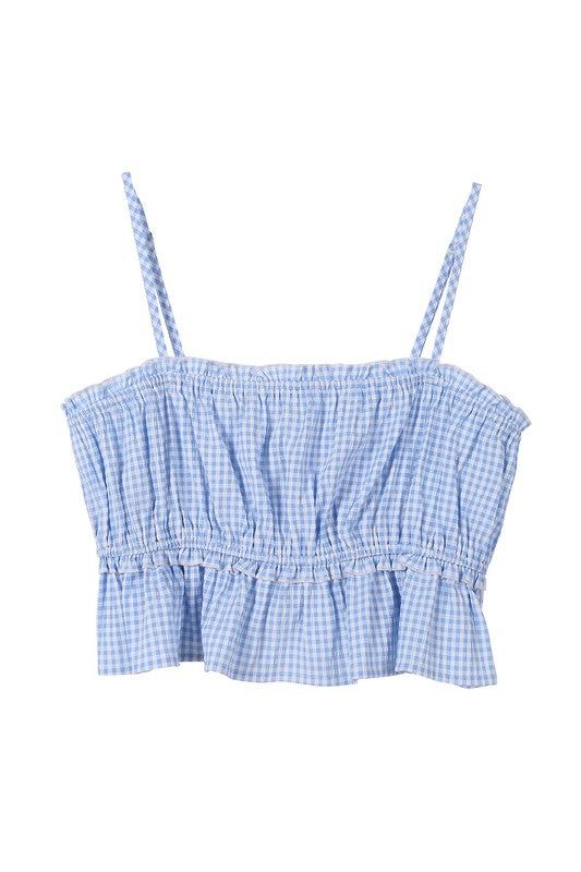 Lilou | Blue gingham tank top us.meeeshop - 