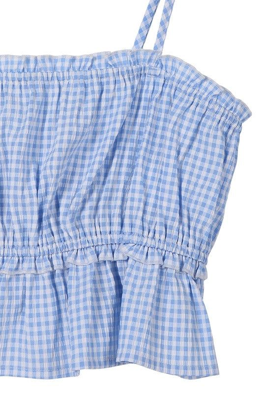 Lilou | Blue gingham tank top us.meeeshop - 