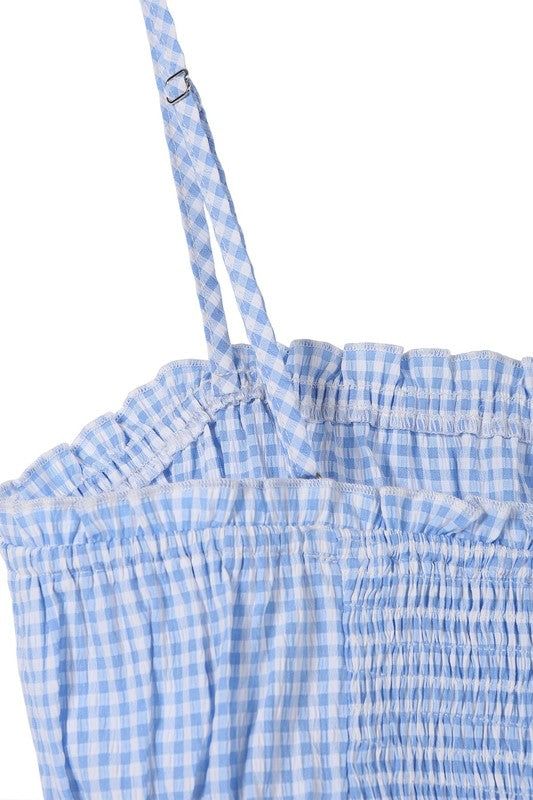 Lilou | Blue gingham tank top us.meeeshop - 