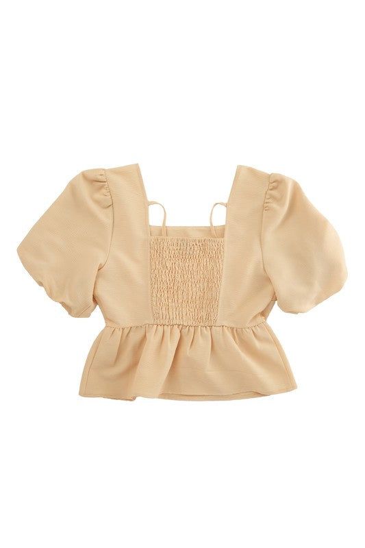 Lilou | Bubbles sleeved blouse with peplum us.meeeshop - 