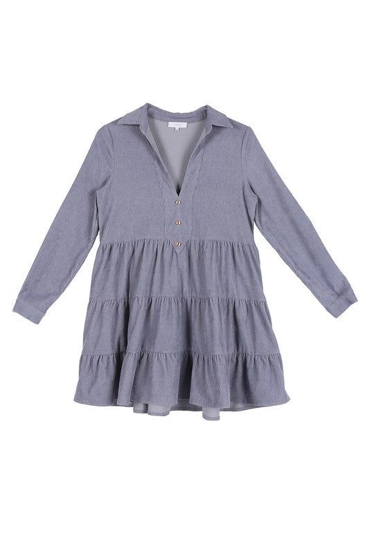 Lilou Corduroy tiered dress us.meeeshop - 