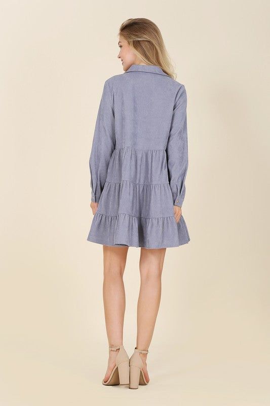 Lilou Corduroy tiered dress us.meeeshop - 