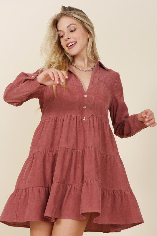 Lilou Corduroy tiered dress us.meeeshop - 