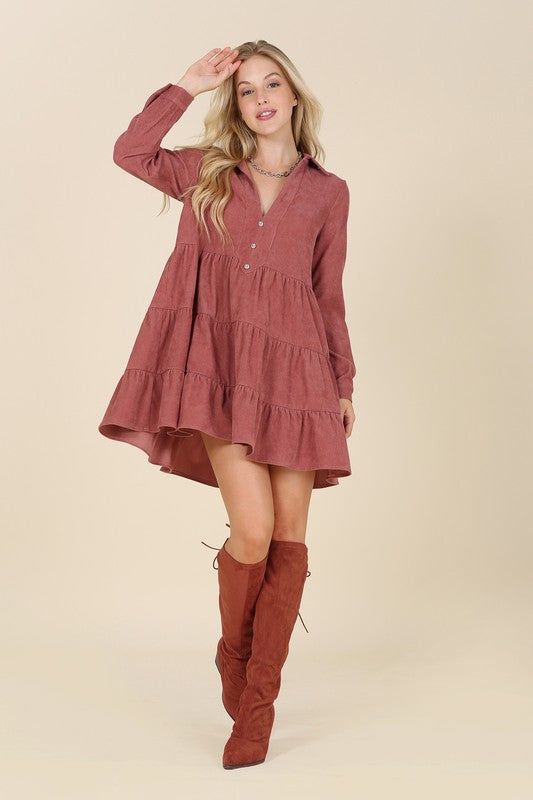 Lilou Corduroy tiered dress us.meeeshop - 