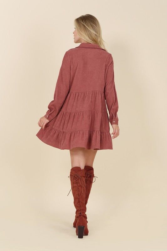 Lilou Corduroy tiered dress us.meeeshop - 