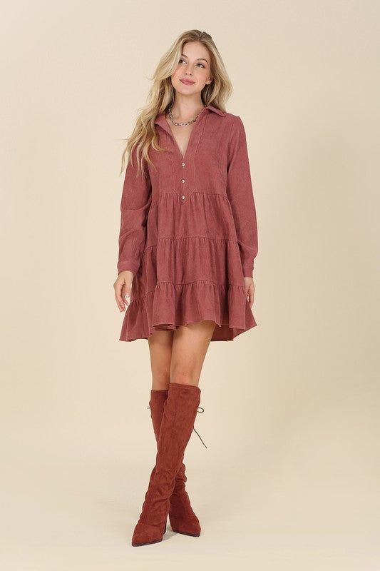 Lilou Corduroy tiered dress us.meeeshop - 