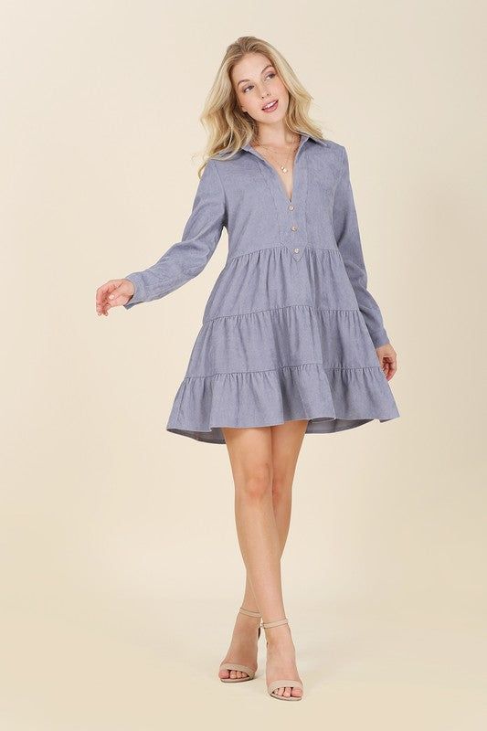 Lilou Corduroy tiered dress us.meeeshop - 