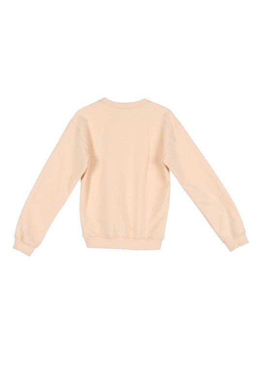 Lilou | Cream sweat shirt with embo - us.meeeshop