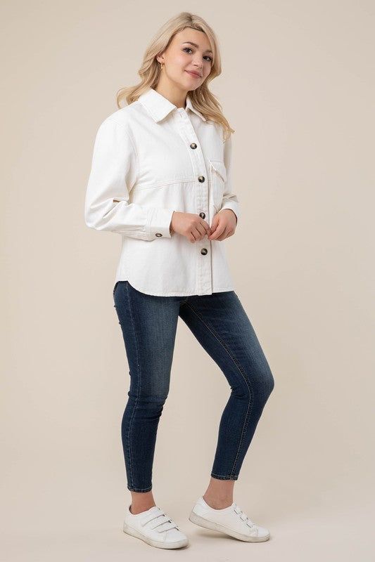 Lilou Denim shirt with pocket us.meeeshop - 