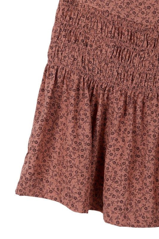 Lilou | Floral smocked skirt us.meeeshop - 