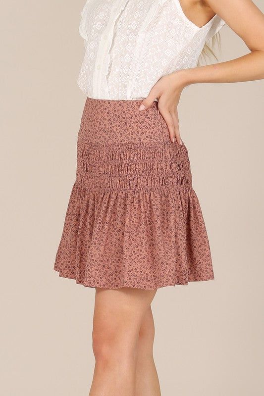 Lilou | Floral smocked skirt us.meeeshop - 