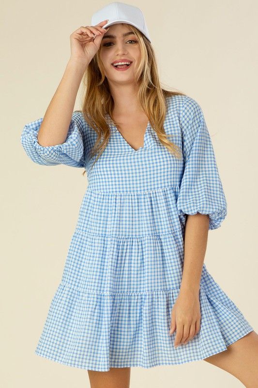 Lilou Gingham checked tiered dress us.meeeshop - 