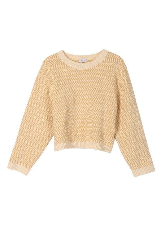 Lilou | Herringbone pattern crew neck sweater us.meeeshop - 