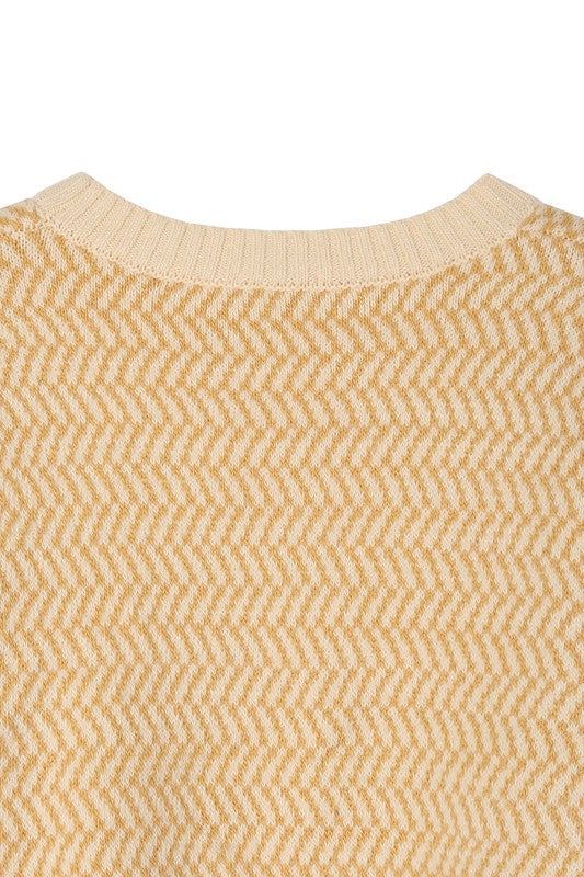 Lilou | Herringbone pattern crew neck sweater us.meeeshop - 