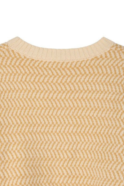 Lilou | Herringbone pattern crew neck sweater us.meeeshop - 