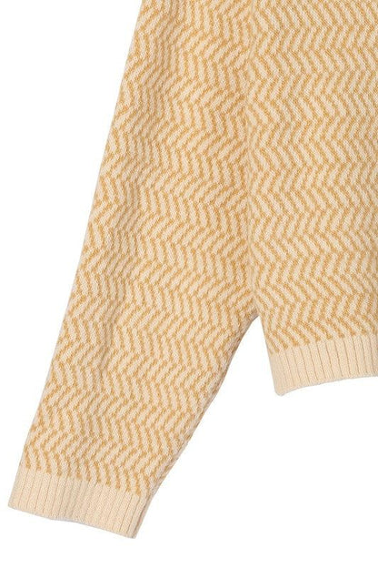 Lilou | Herringbone pattern crew neck sweater us.meeeshop - 