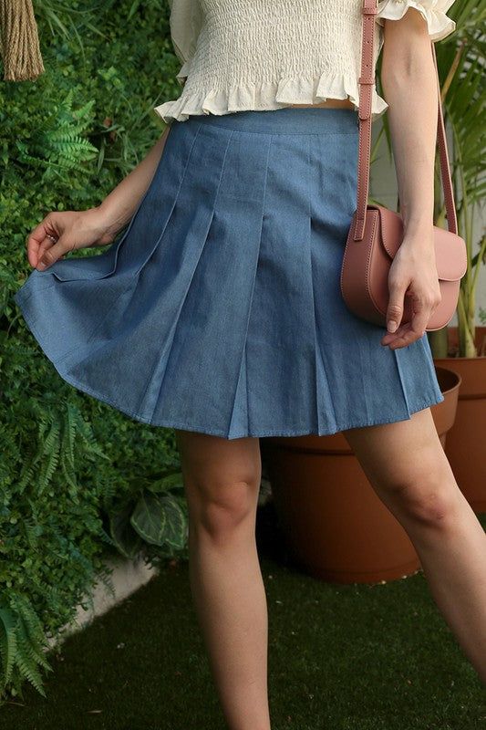 Lilou | High waisted blue tennis skirt us.meeeshop - 