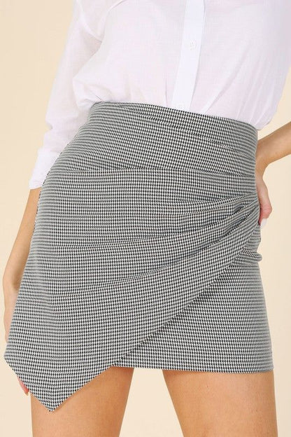 Lilou Hound tooth shirred wrap skirt us.meeeshop - Skirts