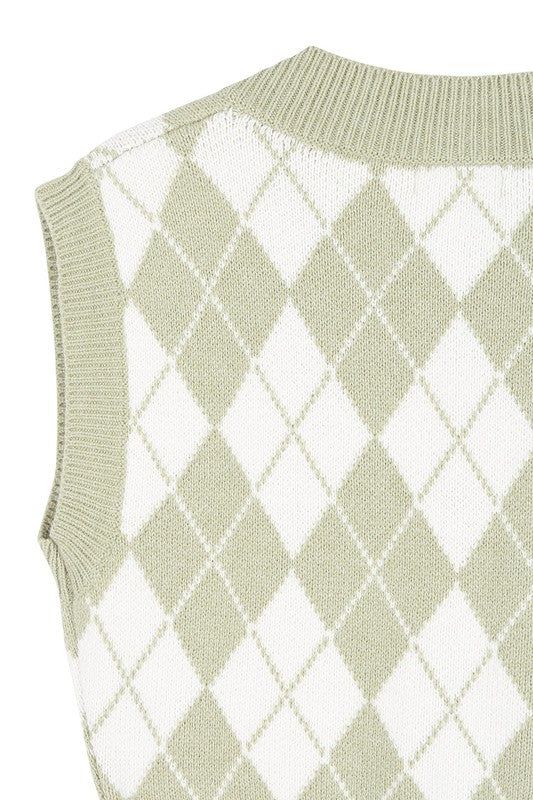 Lilou Knitted argyle sweater vest us.meeeshop - 