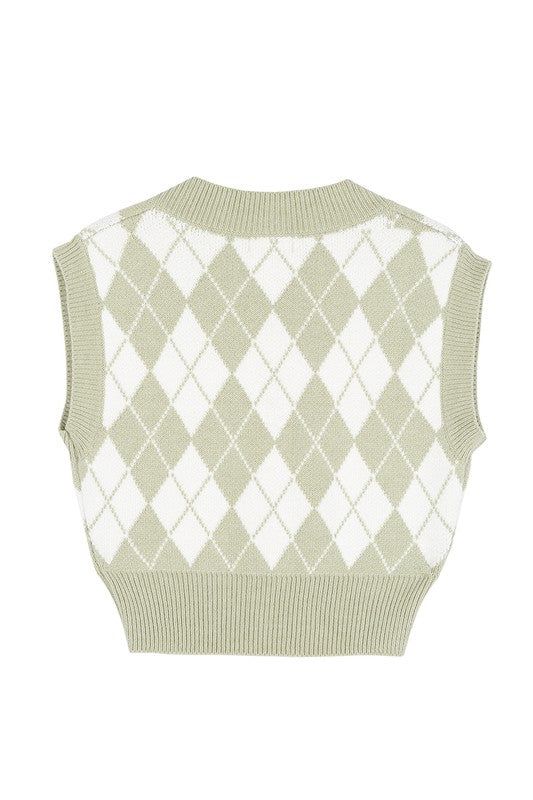 Lilou Knitted argyle sweater vest us.meeeshop - 