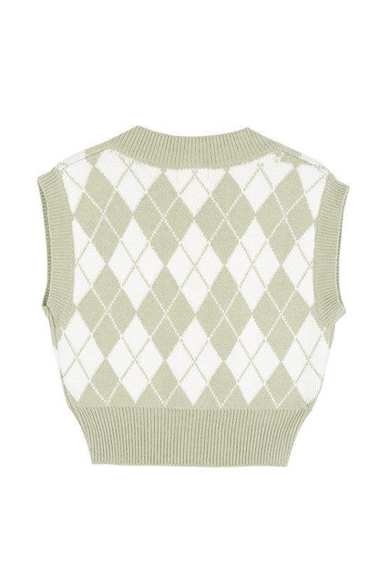 Lilou Knitted argyle sweater vest us.meeeshop - 