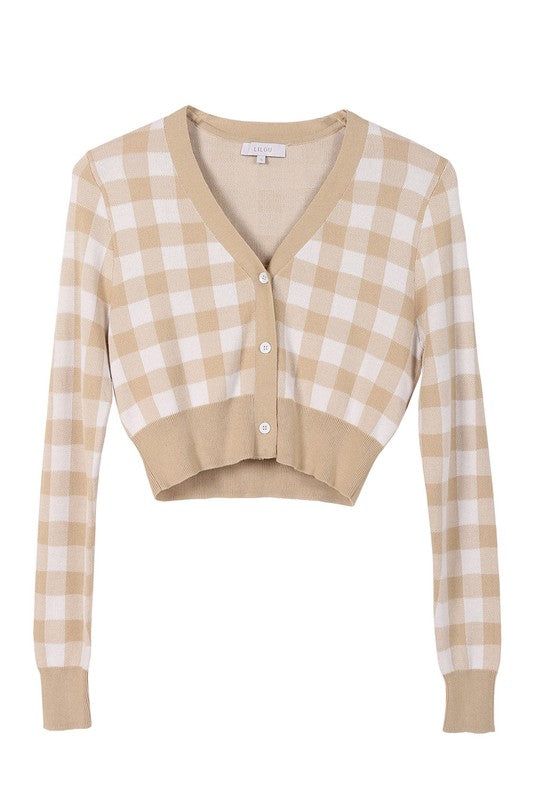 Lilou LS Gingham pattern cardigan us.meeeshop - 