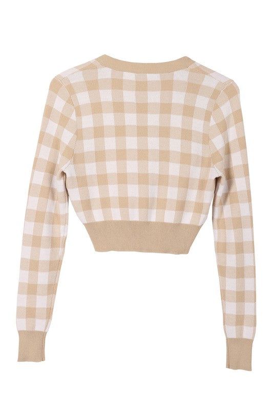 Lilou LS Gingham pattern cardigan us.meeeshop - 