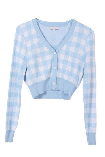 Lilou LS Gingham pattern cardigan us.meeeshop - 