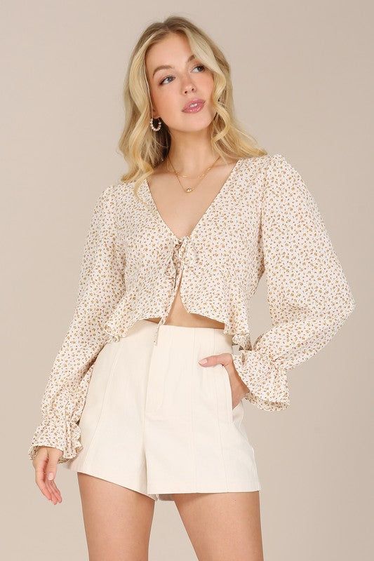 Lilou | LS floral frill blouse us.meeeshop - Shirts & Tops