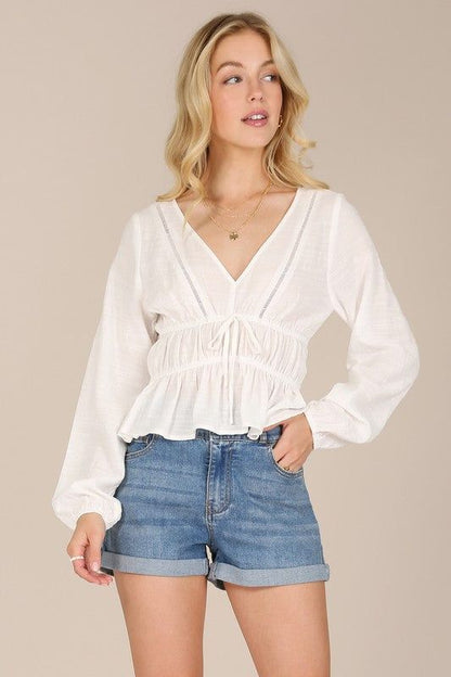 Lilou | LS sheer lace top us.meeeshop - 