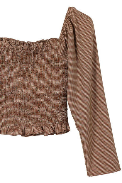 Lilou | LS square neck smocking top | us.meeeshop