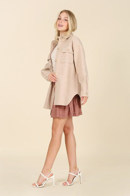 Lilou | Light beige shacket with pockets us.meeeshop - 