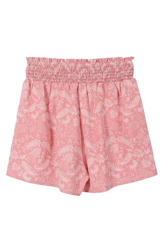 Lilou | Paisley shirred waist casual shorts | us.meeeshop