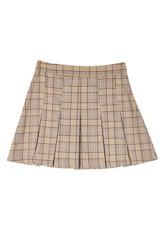 Lilou Plaid pleated mini skirt us.meeeshop - 